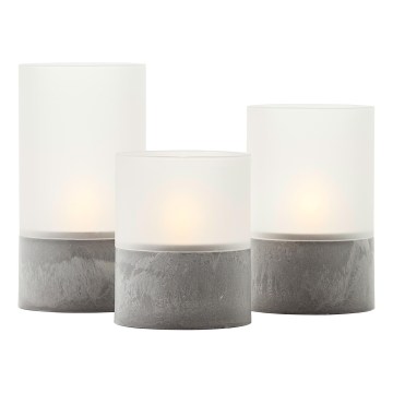 Brilliant - Sada 3× LED sviečok BOUGIE LED/2×AA IP44 sivá/biela