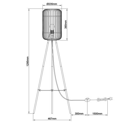 Brilliant - Stojacia lampa WOODROW 1xE27/60W/230V bambus