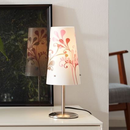 Brilliant - Stolná lampa ISI 1xE14/40W/230V biela/ružová/lesklý chróm