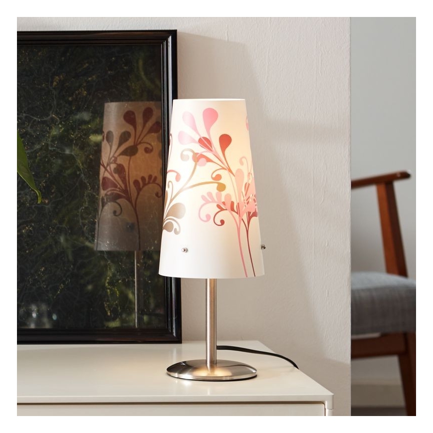 Brilliant - Stolná lampa ISI 1xE14/40W/230V biela/ružová/lesklý chróm