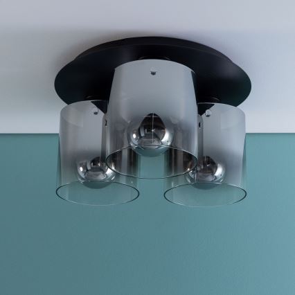 Brilliant - Stropné svietidlo BETH 3xE27/60W/230V priemer 37 cm čierna/dymová