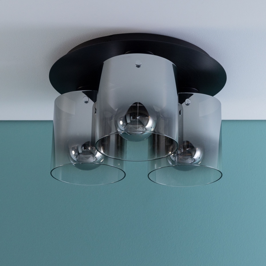 Brilliant - Stropné svietidlo BETH 3xE27/60W/230V priemer 37 cm čierna/dymová