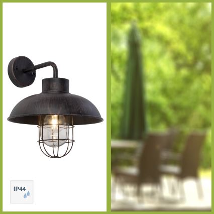 Brilliant - Vonkajšia nástenná lampa PORTLAND 1xE27/60W/230V čierna/patina