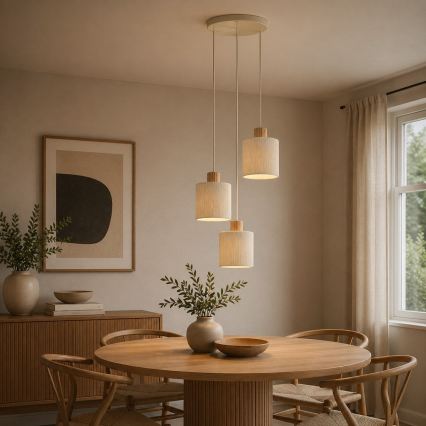 Brilliant - Závesné svietidlo na lanku ARLO 3xE27/20W/230V pr. 40 cm krémové