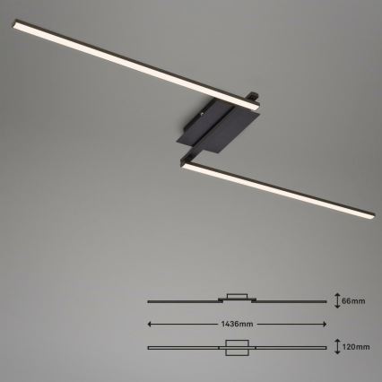 Brilo 3500-015 - LED Prisadený luster STAFF 2xLED/6W/230V čierna