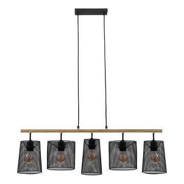 Brilo 4078-054 - Závesný luster na lankách WOOD & STYLE 5xE27/60W/230V