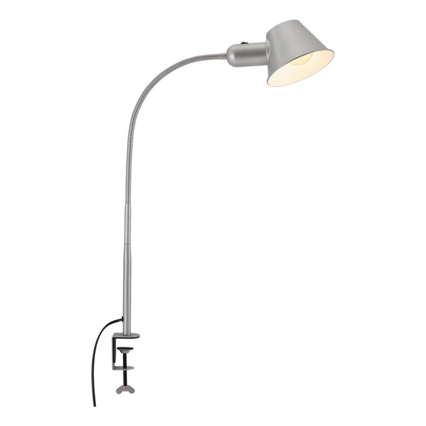 Brilo - Flexibilná stolná lampa s klipom 1xE27/10W/230V strieborná
