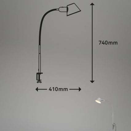 Brilo - Flexibilná stolná lampa s klipom 1xE27/10W/230V strieborná