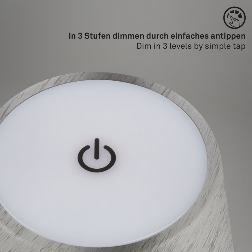 Brilo - LED stmievateľná nabíjateľná dotyková vonkajšia stolová lampa KIKI LED/2,6W/5V IP44 2600 mAh strieborná