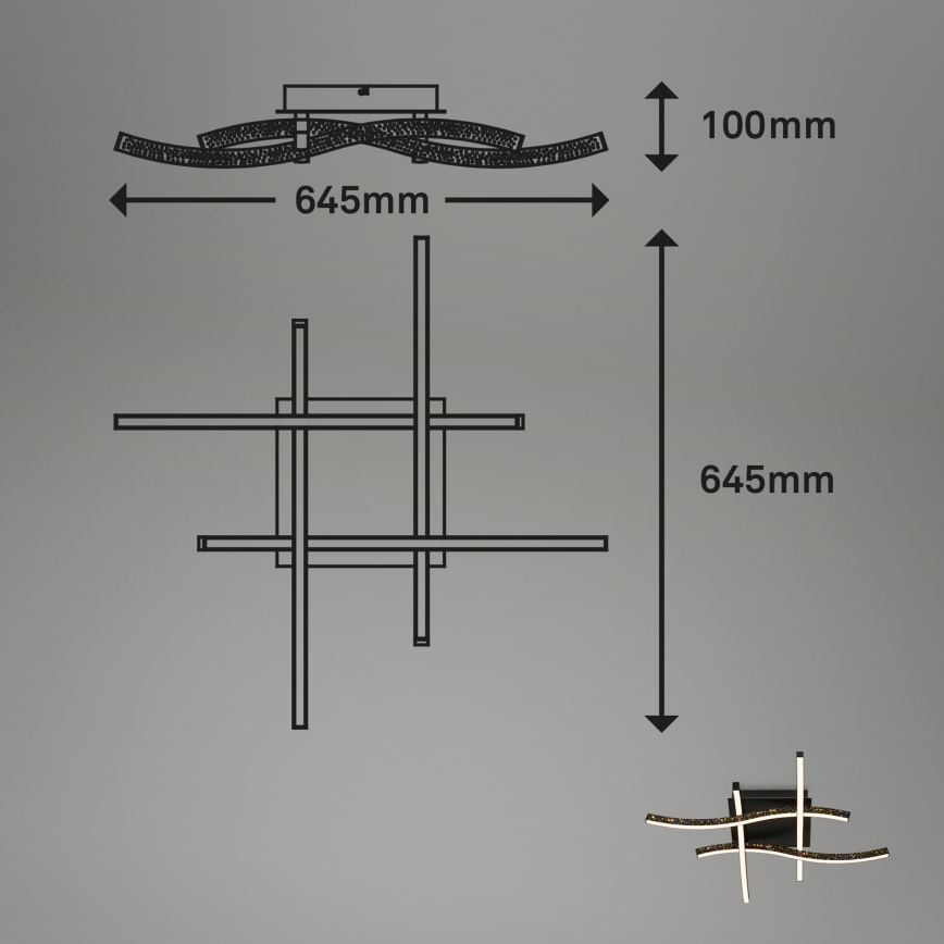 Brilo - LED Prisadený luster REY 4xLED/6W/230V čierna