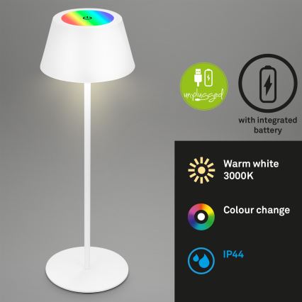 Brilo - LED RGB stmievateľná nabíjateľná dotyková vonkajšia stolná lampa KIKI LED/2,6W/5V IP44 2600 mAh biela