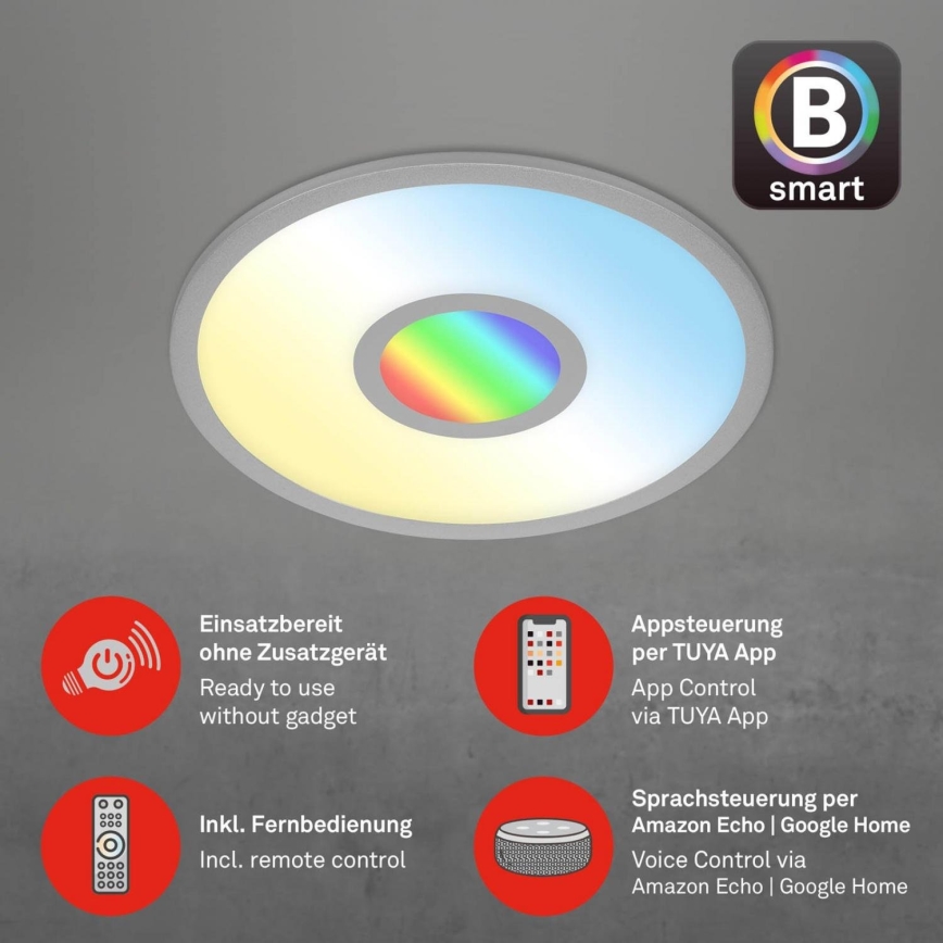 Brilo - LED RGB Stmievateľné stropné svietidlo CENTRO LED/24W/230V 2700-6500K Wi-Fi Tuya + diaľkové ovládanie