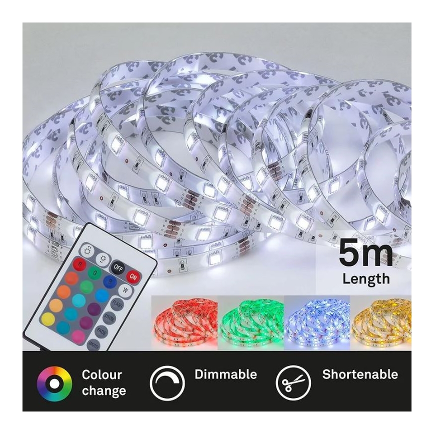Brilo - LED RGBW Stmievateľný pásik 6,5m LED/22W/230V + diaľkové ovládanie