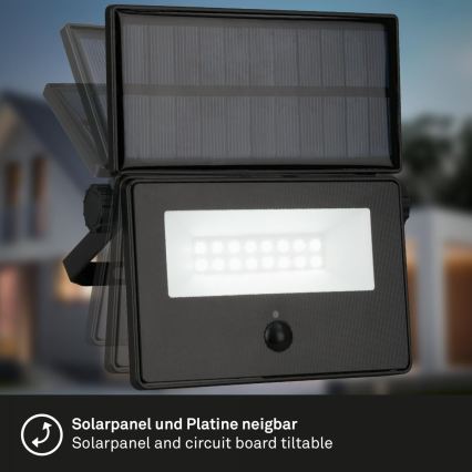 Brilo - LED solárny reflektor s čidlom LED/5W/5,5V IP54 1200 mAh