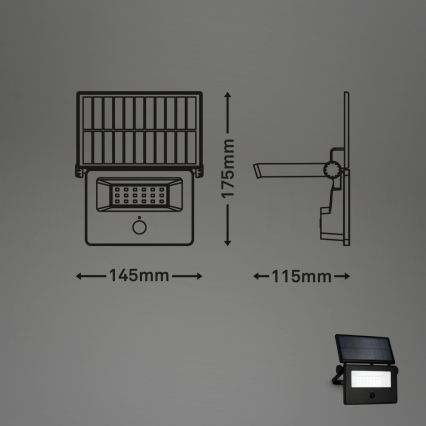 Brilo - LED solárny reflektor s čidlom LED/5W/5,5V IP54 1200 mAh