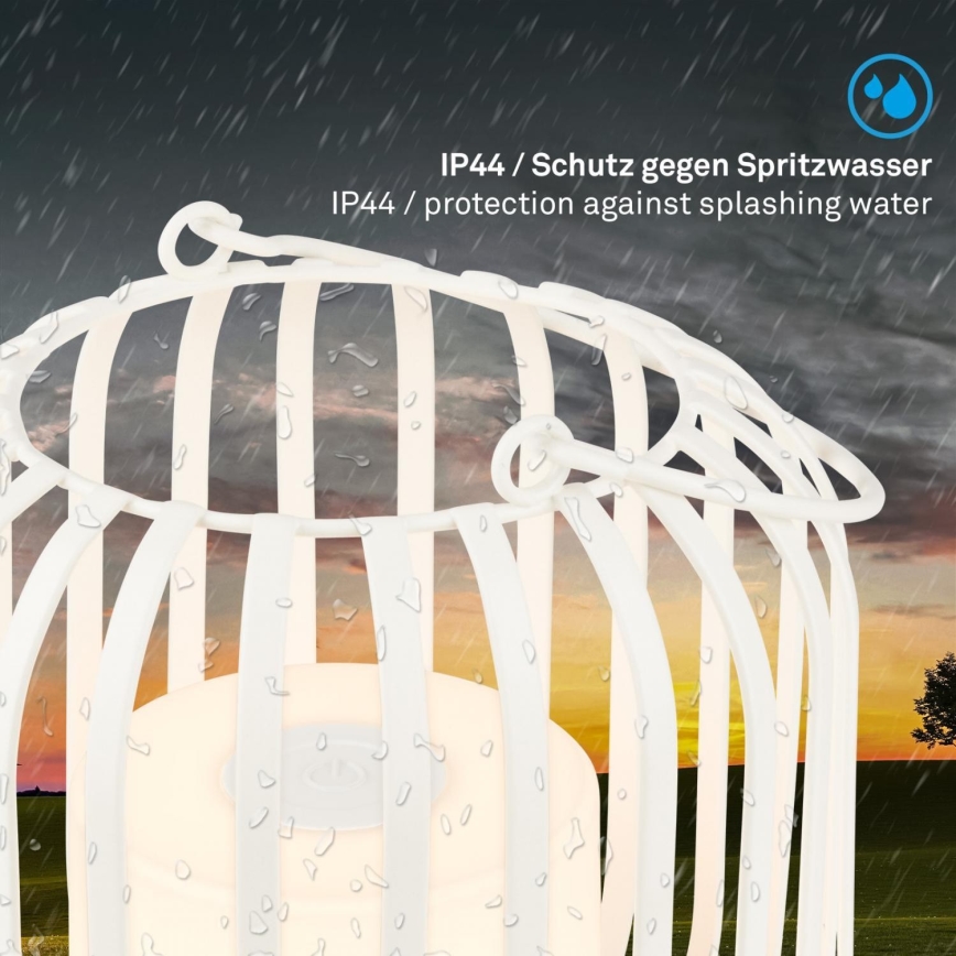 Brilo - LED Stmievateľná nabíjacia vonkajšia stolná lampa LED/2W/5V IP44 biela