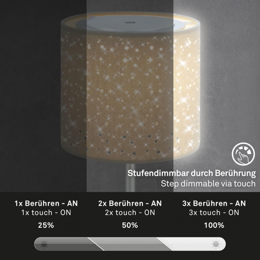 Brilo - LED Stmievateľná nabíjacia vonkajšia stolná lampa LOLE LED/3W/5V 2000mAh IP44 strieborná/béžová