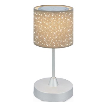 Brilo - LED Stmievateľná nabíjacia vonkajšia stolná lampa LOLE LED/3W/5V 2000mAh IP44 strieborná/béžová