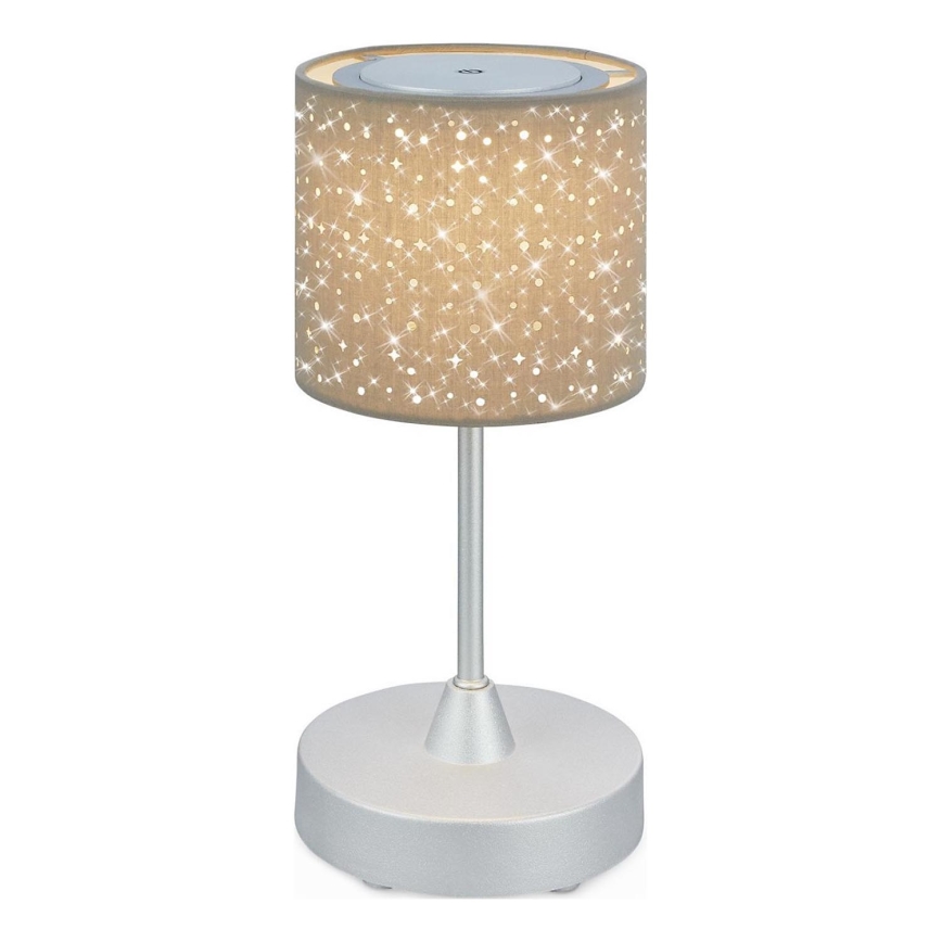 Brilo - LED Stmievateľná nabíjacia vonkajšia stolná lampa LOLE LED/3W/5V 2000mAh IP44 strieborná/béžová