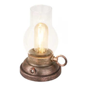 Brilo - LED Stmievateľná vonkajšia nabíjacia stolová lampa KANEA LED/1,5W/5V IP44 1200 mAh bronzová