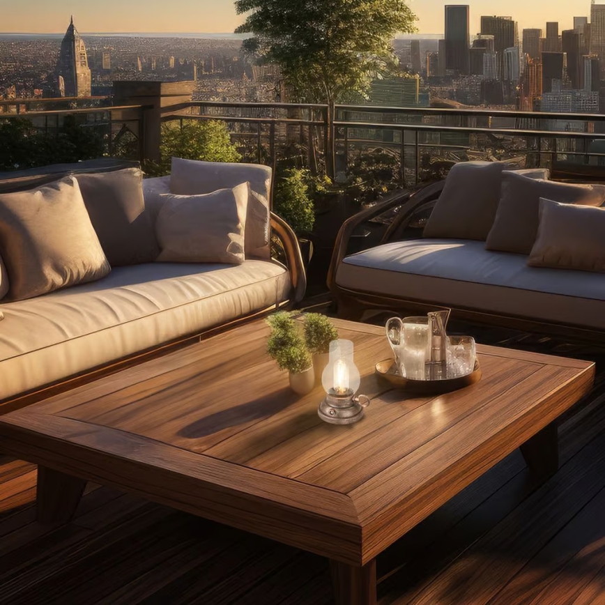 Brilo - LED Stmievateľná vonkajšia nabíjacia stolová lampa KANEA LED/1,5W/5V IP44 1200 mAh bronzová