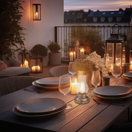 Brilo - LED Stmievateľná vonkajšia nabíjacia stolová lampa KANEA LED/1,5W/5V IP44 1200 mAh bronzová