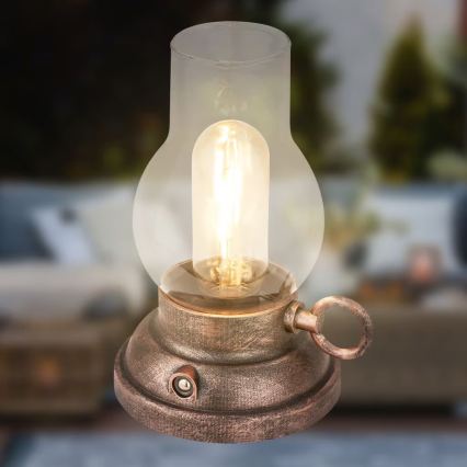 Brilo - LED Stmievateľná vonkajšia nabíjacia stolová lampa KANEA LED/1,5W/5V IP44 1200 mAh bronzová