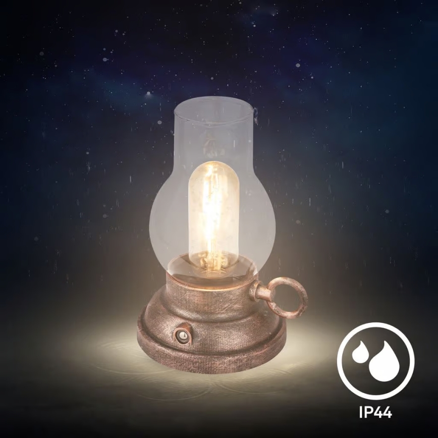 Brilo - LED Stmievateľná vonkajšia nabíjacia stolová lampa KANEA LED/1,5W/5V IP44 1200 mAh bronzová