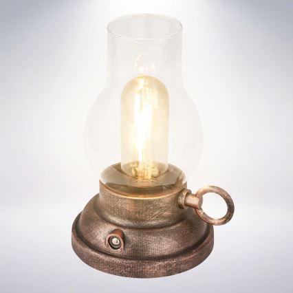 Brilo - LED Stmievateľná vonkajšia nabíjacia stolová lampa KANEA LED/1,5W/5V IP44 1200 mAh bronzová