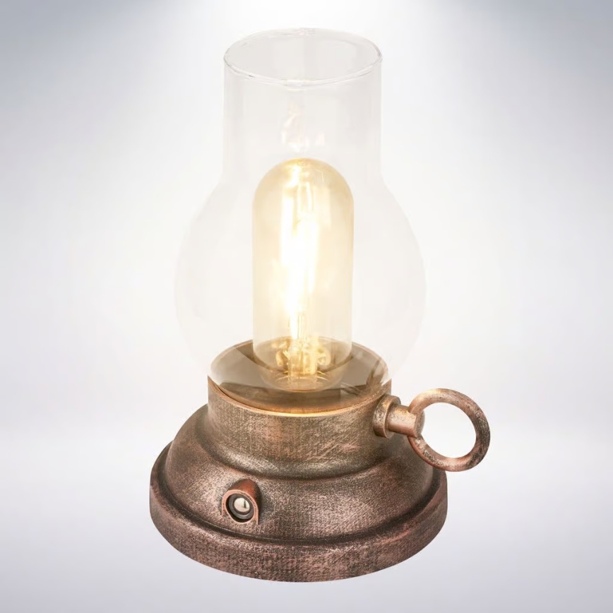 Brilo - LED Stmievateľná vonkajšia nabíjacia stolová lampa KANEA LED/1,5W/5V IP44 1200 mAh bronzová