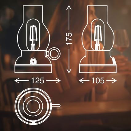 Brilo - LED Stmievateľná vonkajšia nabíjacia stolová lampa KANEA LED/1,5W/5V IP44 1200 mAh bronzová