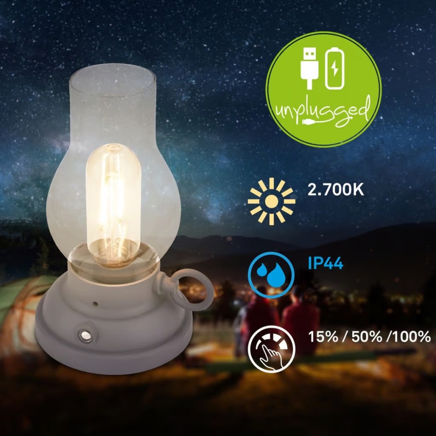 Brilo - LED stmievateľná vonkajšia nabíjacia stolová lampa KANEA LED/1,5W/5V IP44 1200 mAh antracit