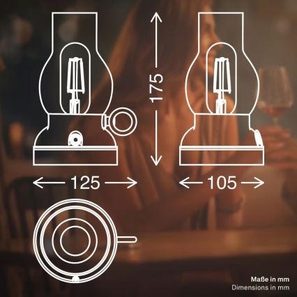 Brilo - LED stmievateľná vonkajšia nabíjacia stolová lampa KANEA LED/1,5W/5V IP44 1200 mAh antracit