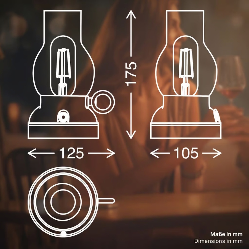 Brilo - LED stmievateľná vonkajšia nabíjacia stolová lampa KANEA LED/1,5W/5V IP44 1200 mAh antracit