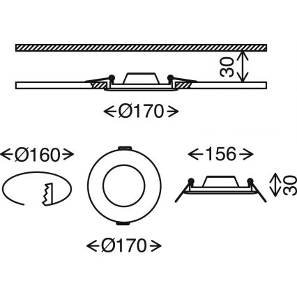 Brilo - LED Stmievateľné kúpeľňové podhľadové svietidlo FLAT LED/12W/230V IP44