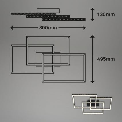 Brilo - LED Stmievateľné stropné svietidlo FRAME LED/57W/230V 3000K čierna