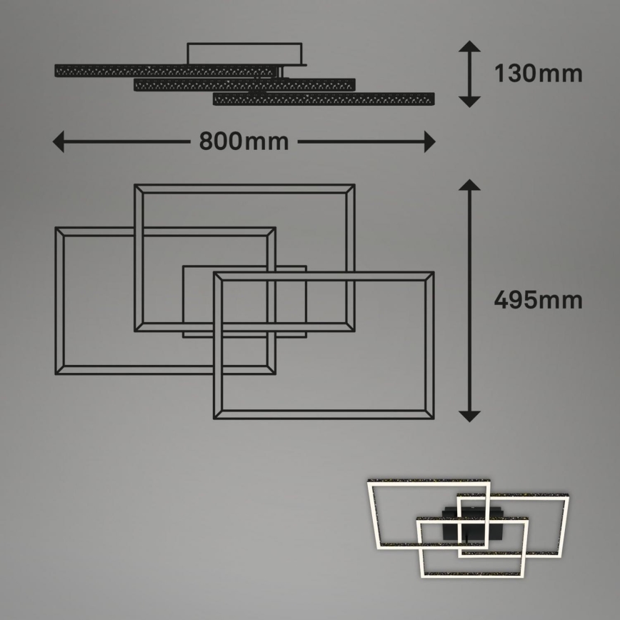 Brilo - LED Stmievateľné stropné svietidlo FRAME LED/57W/230V 3000K čierna