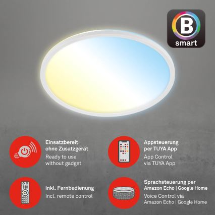 Brilo - LED Stmievateľné stropné svietidlo SLIM LED/22W/230V 2700-6500K Wi-Fi Tuya + diaľkové ovládanie