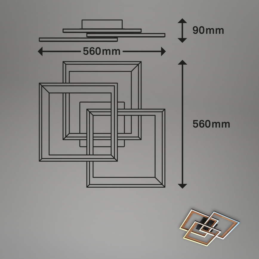 Brilo - LED Stmievateľný prisadený luster FRAME LED/45W/230V 2700-6500K + diaľkové ovládanie