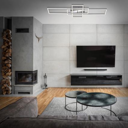 Brilo - LED Stmievateľný prisadený luster FRAME LED/51W/230V 2700-5000K matný chróm + diaľkové ovládanie