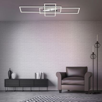 Brilo - LED Stmievateľný prisadený luster FRAME LED/51W/230V 2700-5000K matný chróm + diaľkové ovládanie