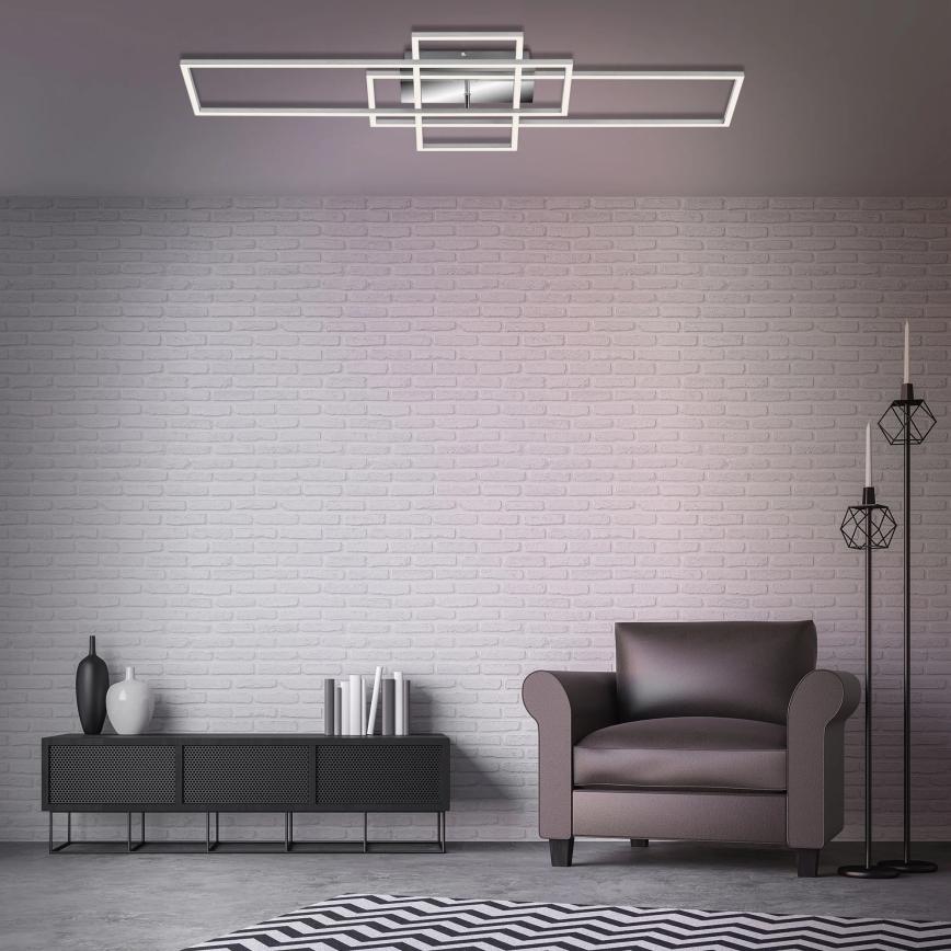 Brilo - LED Stmievateľný prisadený luster FRAME LED/51W/230V 2700-5000K matný chróm + diaľkové ovládanie