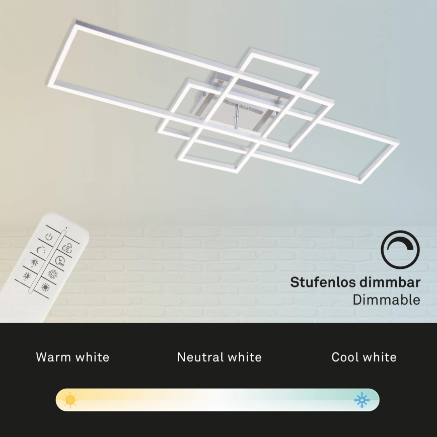 Brilo - LED Stmievateľný prisadený luster FRAME LED/51W/230V 2700-5000K matný chróm + diaľkové ovládanie