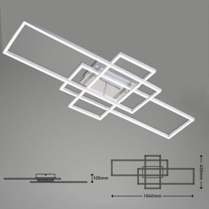 Brilo - LED Stmievateľný prisadený luster FRAME LED/51W/230V 2700-5000K matný chróm + diaľkové ovládanie