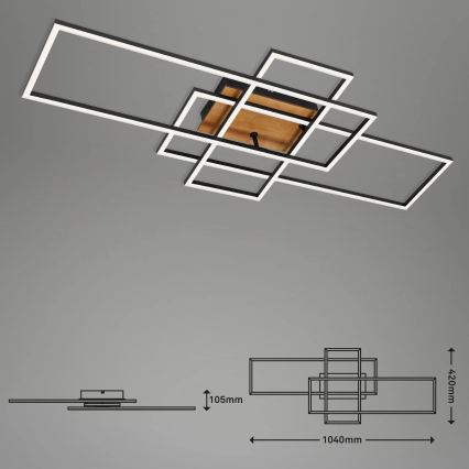 Brilo - LED Stmievateľný prisadený luster FRAME LED/51W/230V 2700-5000K čierna/hnedá + diaľkové ovládanie