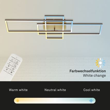 Brilo - LED Stmievateľný prisadený luster FRAME LED/51W/230V 2700-5000K hnedá/zlatá + diaľkové ovládanie