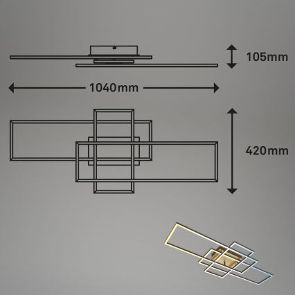 Brilo - LED Stmievateľný prisadený luster FRAME LED/51W/230V 2700-5000K hnedá/zlatá + diaľkové ovládanie