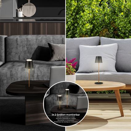 Brilo - LED Stmievateľná nabíjacia dotyková vonkajšia stolová lampa KIKI LED/2,6W/5V IP44 2600 mAh čierna