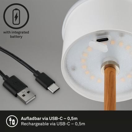 Brilo - LED Stmievateľná nabíjacia dotyková vonkajšia stolová lampa KIKI LED/2,6W/5V IP44 2600 mAh čierna