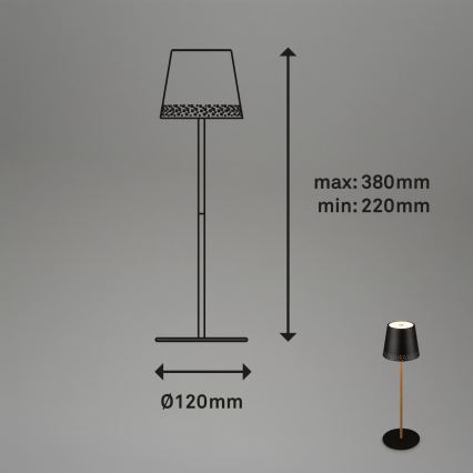 Brilo - LED Stmievateľná nabíjacia dotyková vonkajšia stolová lampa KIKI LED/2,6W/5V IP44 2600 mAh čierna
